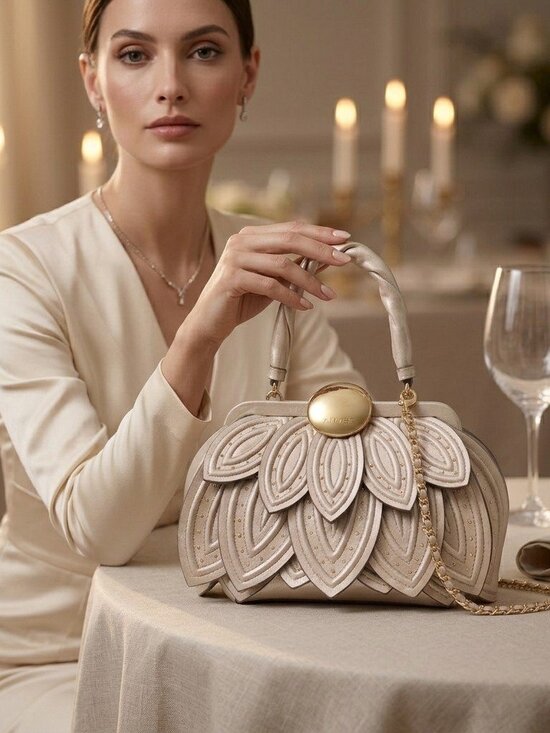 Aimee Kestenberg Handbags - Aimee Kestenberg Petal Convertible Top Handle-Metallic Sand
